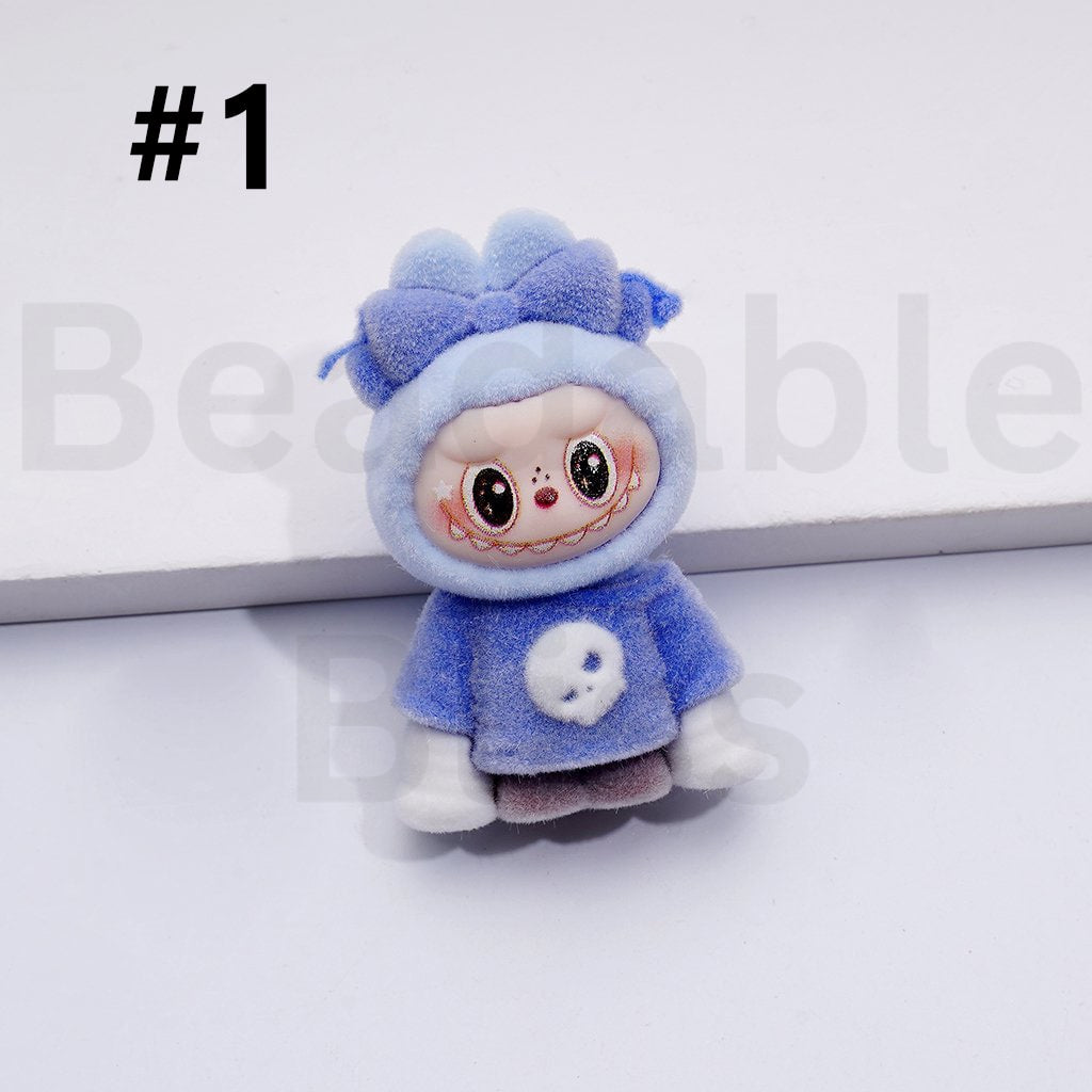 Cute Vivid Fuzzy Fluffy Labub Monster Pop Mar Pen Topper, Around 45*28MM(Half Through Hole)
