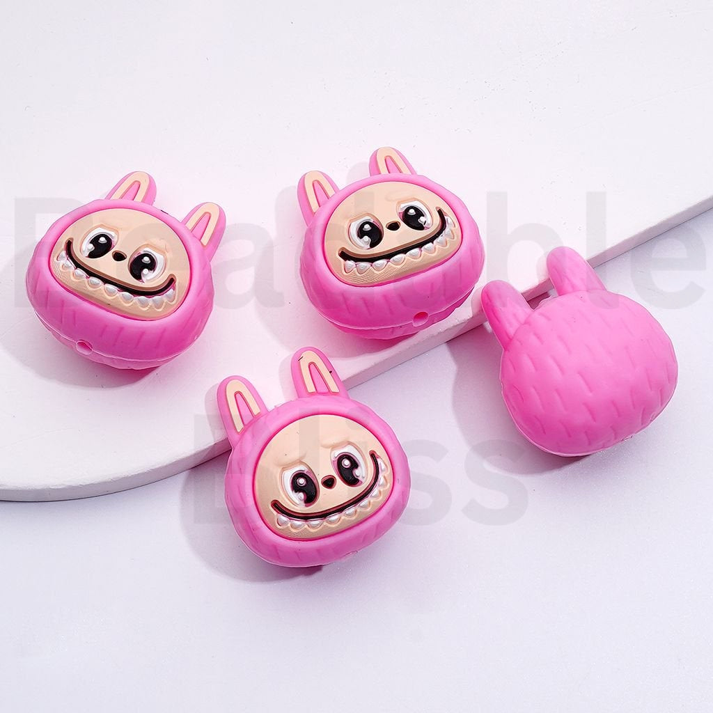 3D Cute Vivid Labub Monster Head Pop Mar Silicone Focal Beads