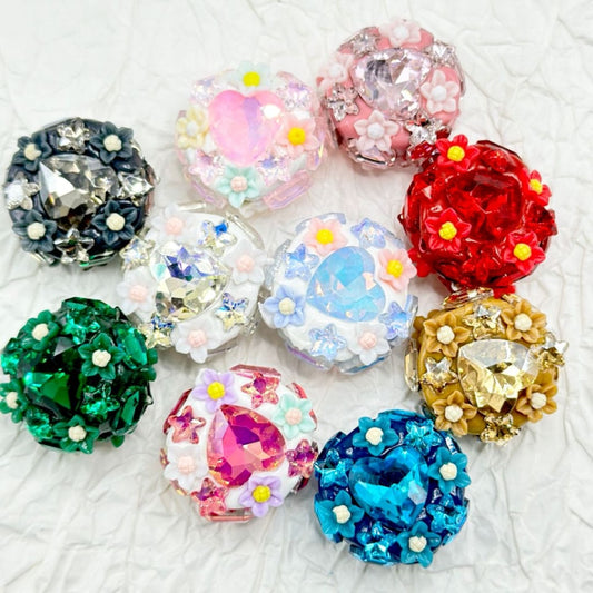 繊細で可愛い花、光沢のあるハート、星、長方形のラインストーン粘土ビーズ、ランダムミックス、25MM