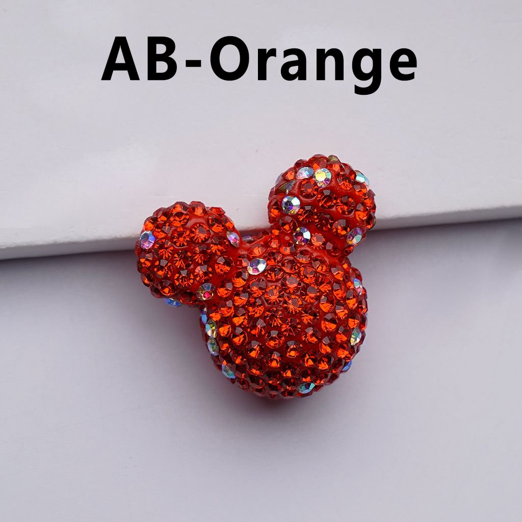 Vivid Cute Micke Minni Mouse Head Clay Beads with Multi-Color & AB Rhinestones, 22*24*17MM