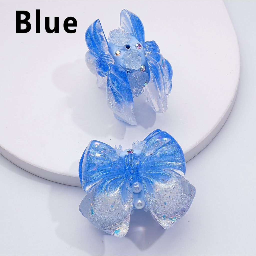 Bling Bling Glitter Bowknot Mini Cute Flowers White Pearls AB Rhinestones Clay Beads, Around 41*34MM