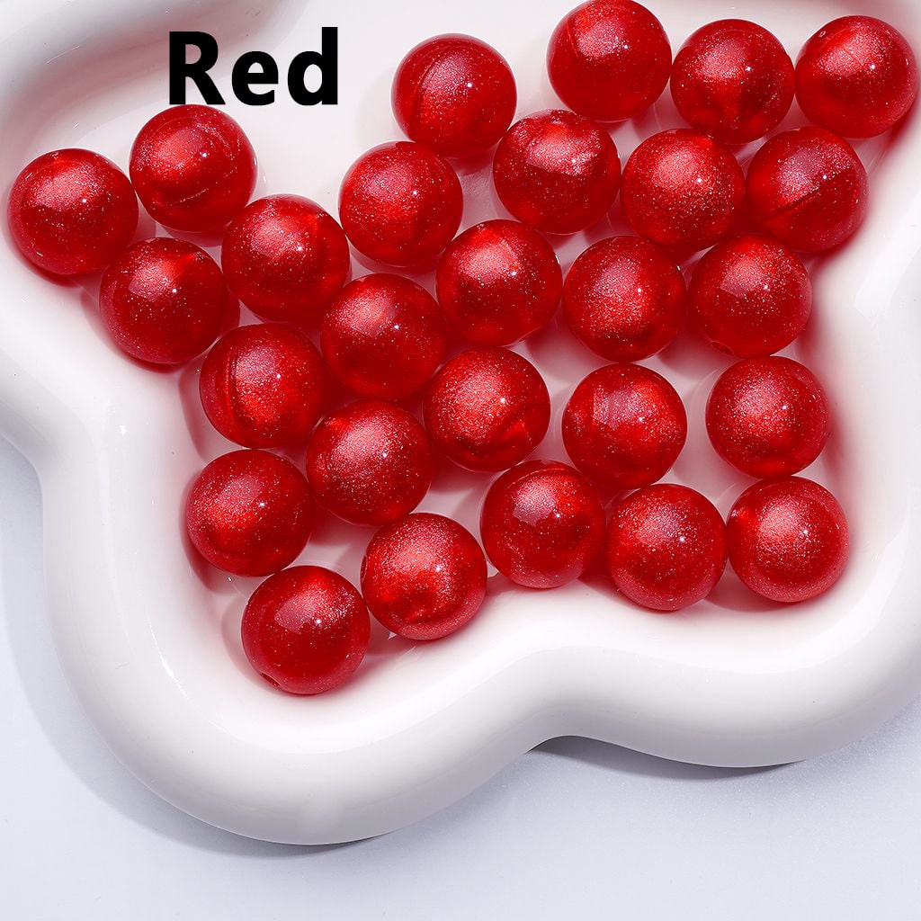 Glossy Shiny Glitter Multi-Color Round Acrylic Beads, 16MM