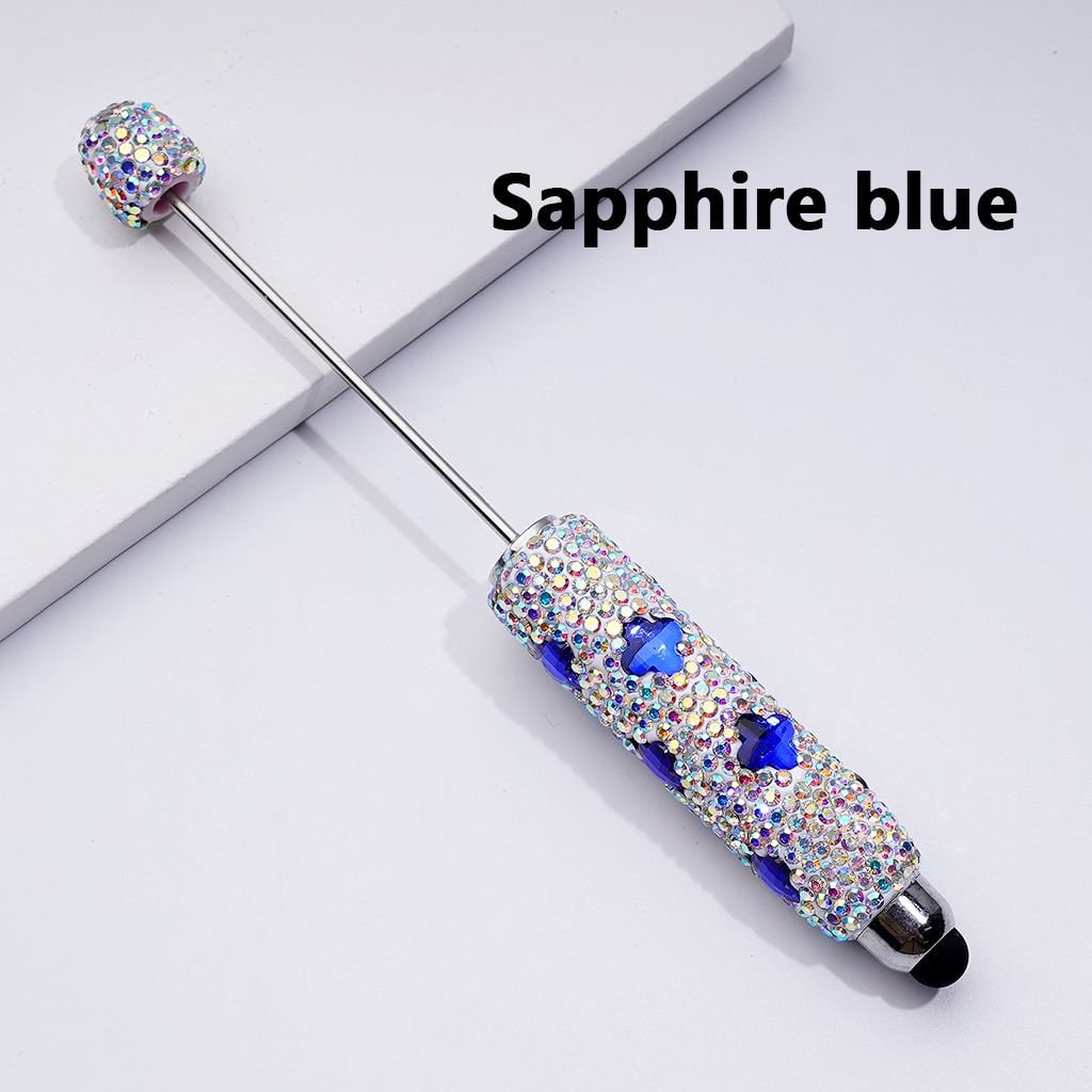 Beadable Clay Stylus Pens with Colorful Four-Petal Flowers & AB Rhinestones Covered the Entire Pen