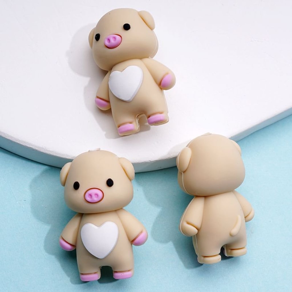 3Dキュートビビッドピグレットシリコンフォーカルビーズ