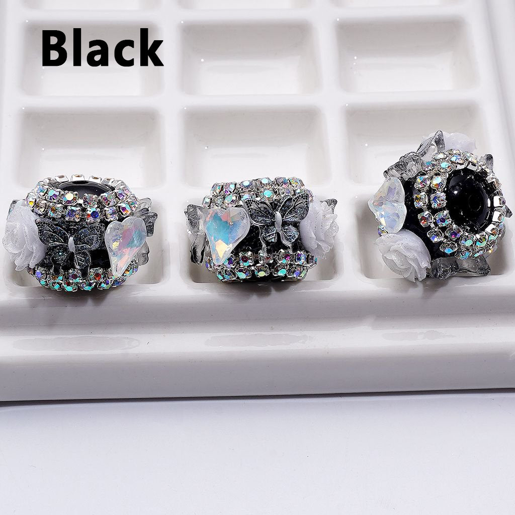 Fancy Glitter Flowers Cute Butterflies Shiny Hearts AB Rhinestones Chains Acrylic Beads, Around 16*24MM