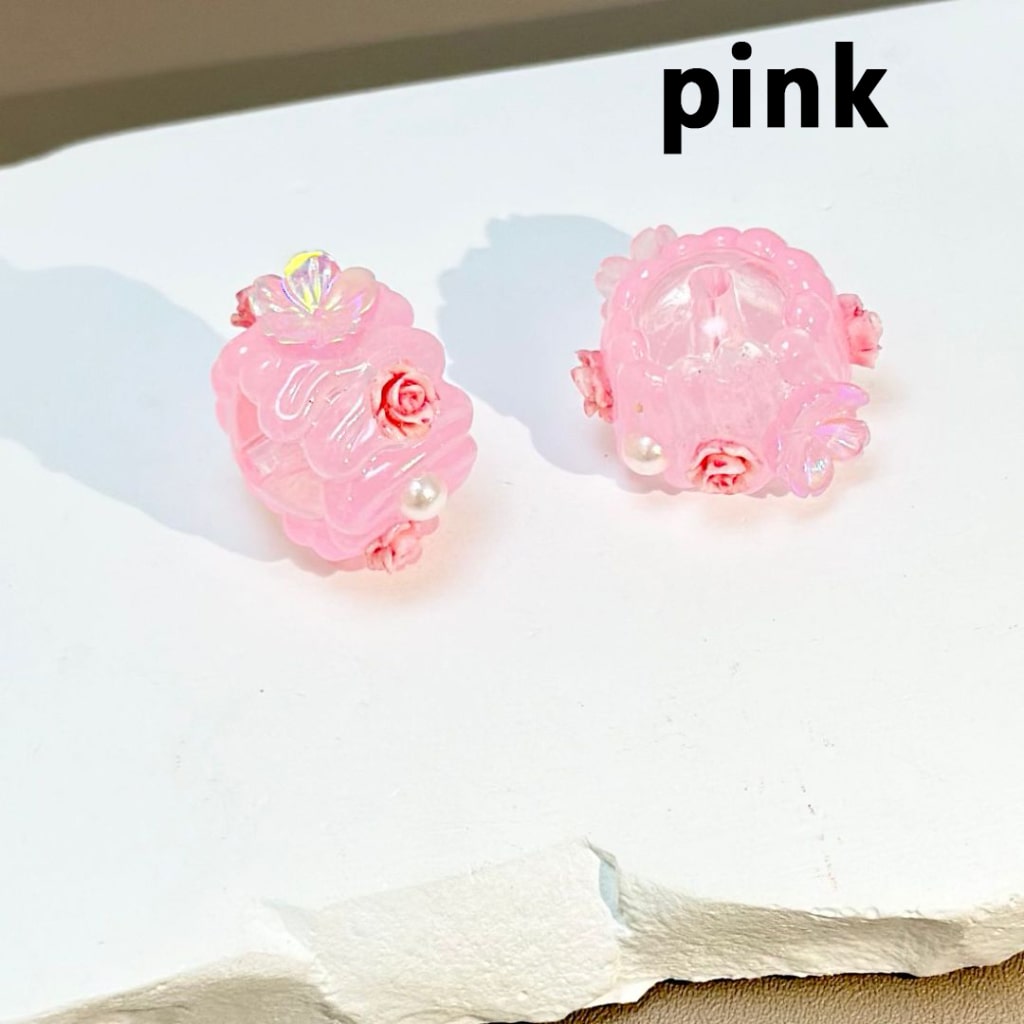 Luminous Colorful Mini Flowers White Pearls Clear Rhinestones Round Acrylic Beads, Around 18MM