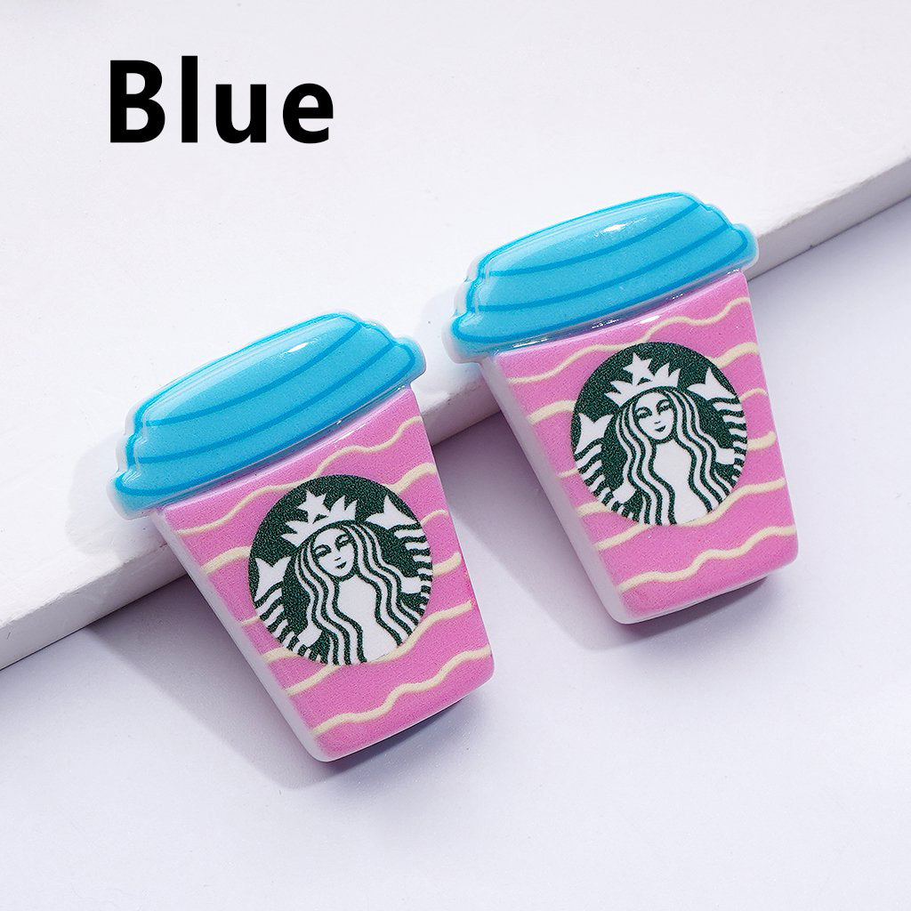 Cute Colorful Prints Starbuc Coffee Cup Acrylic Beads, Around 30*26MM
