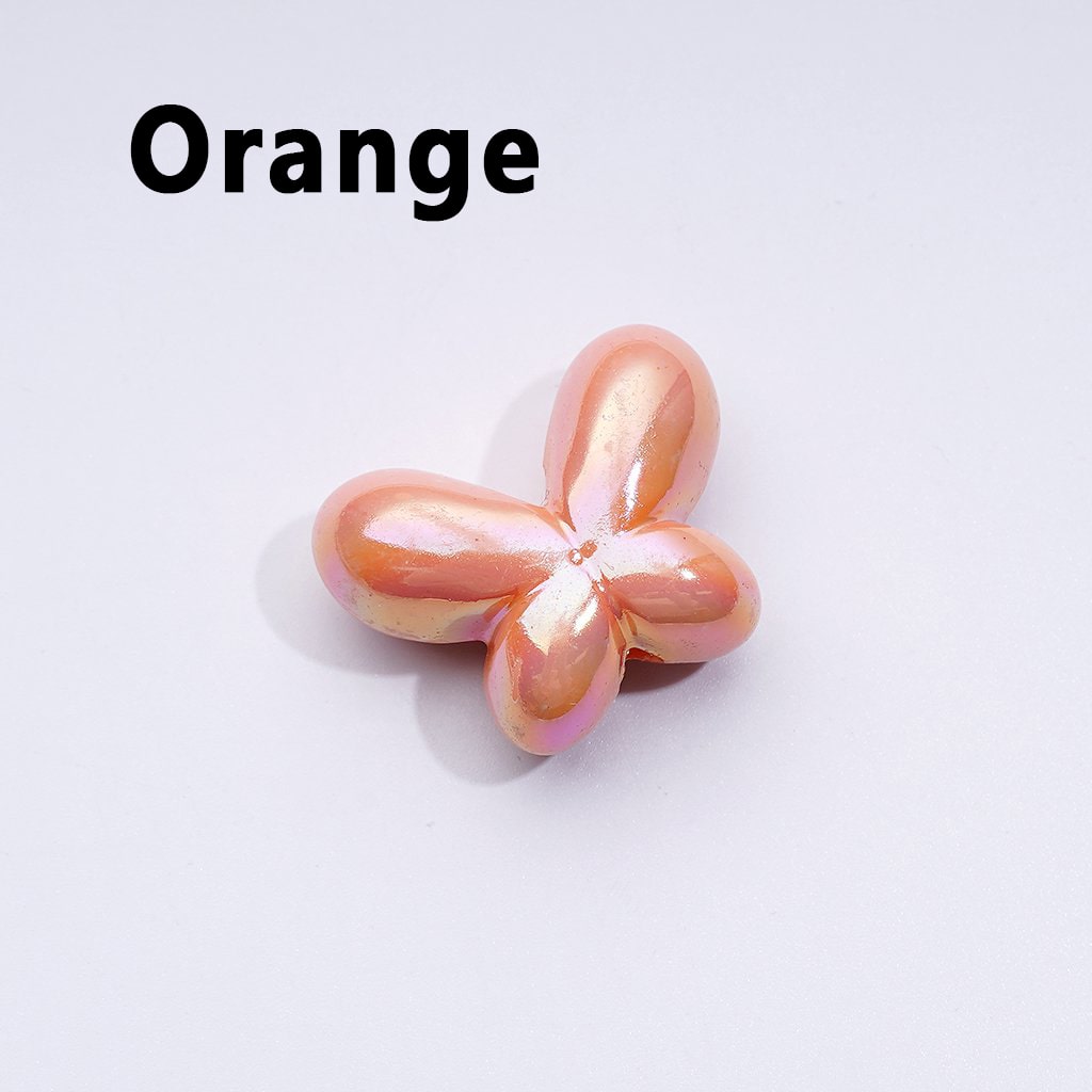 UV Coating Shiny Luminous Cute Butterfly Bowknot Acrylic Beads, Around 25*19MM