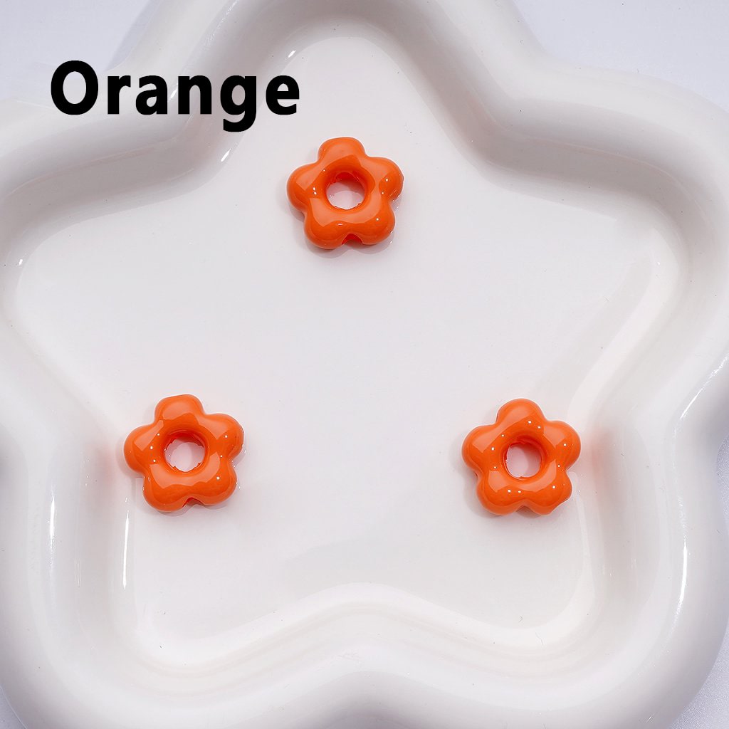 Solid Color Mini Cute Flowers with Large Hole Acrylic Beads, Around 20MM