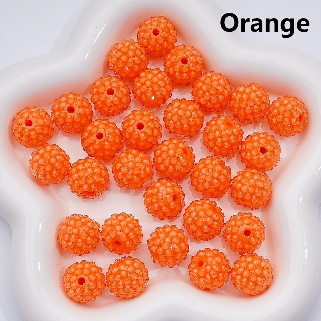 Clear Color Rhinestones Waxberry Ball Round Acrylic Beads, 16MM