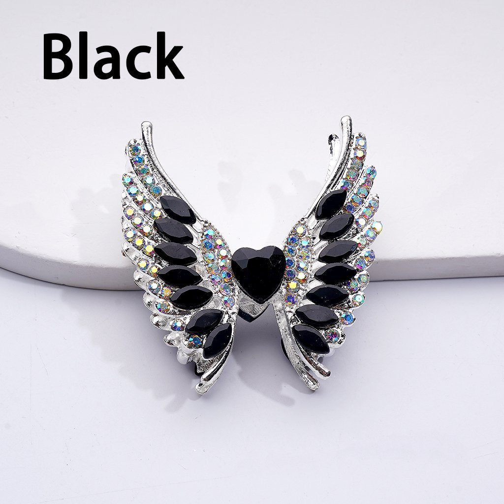 Exquisite Fancy Silver Alloy Angel's Wings Beads with Shiny Rhinestones, 46*50MM