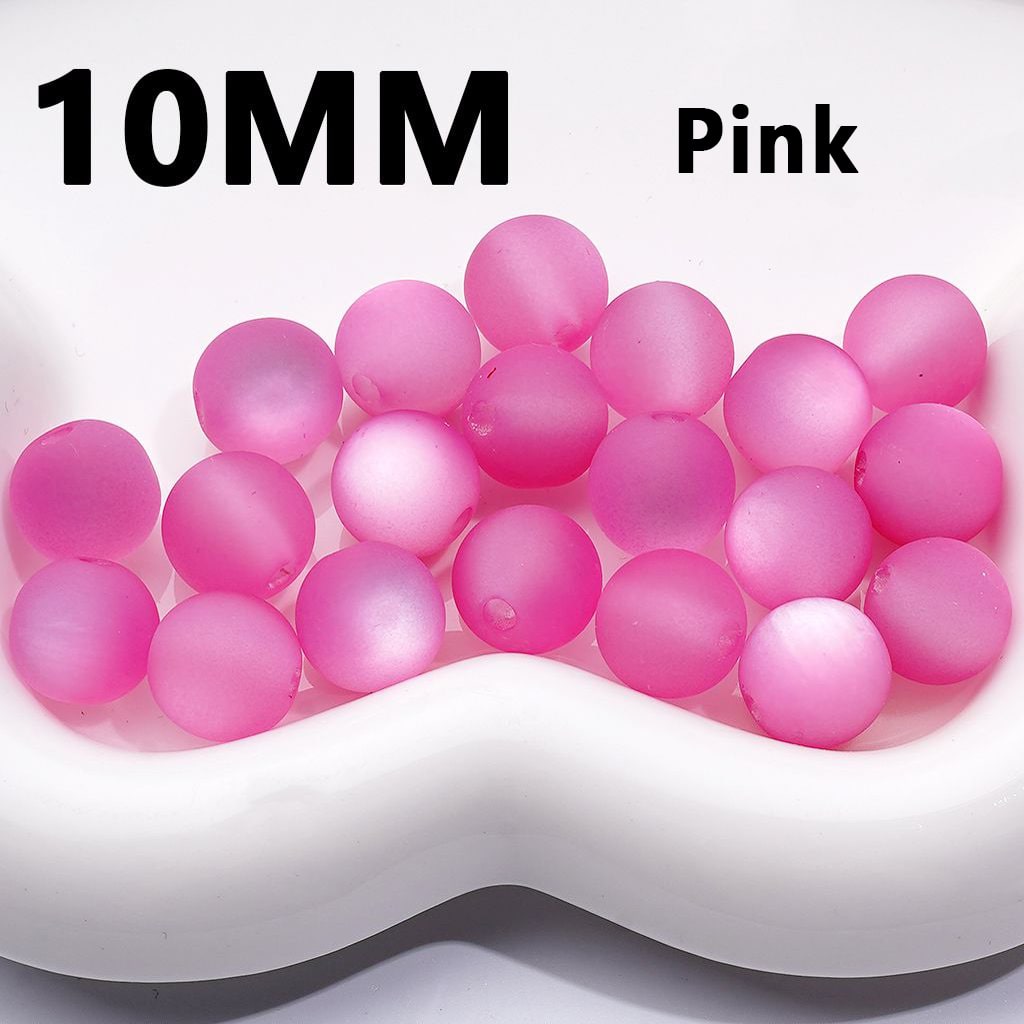 Multi-Color Cat Eye Style Frosted Matte Round Acrylic Beads, 10MM