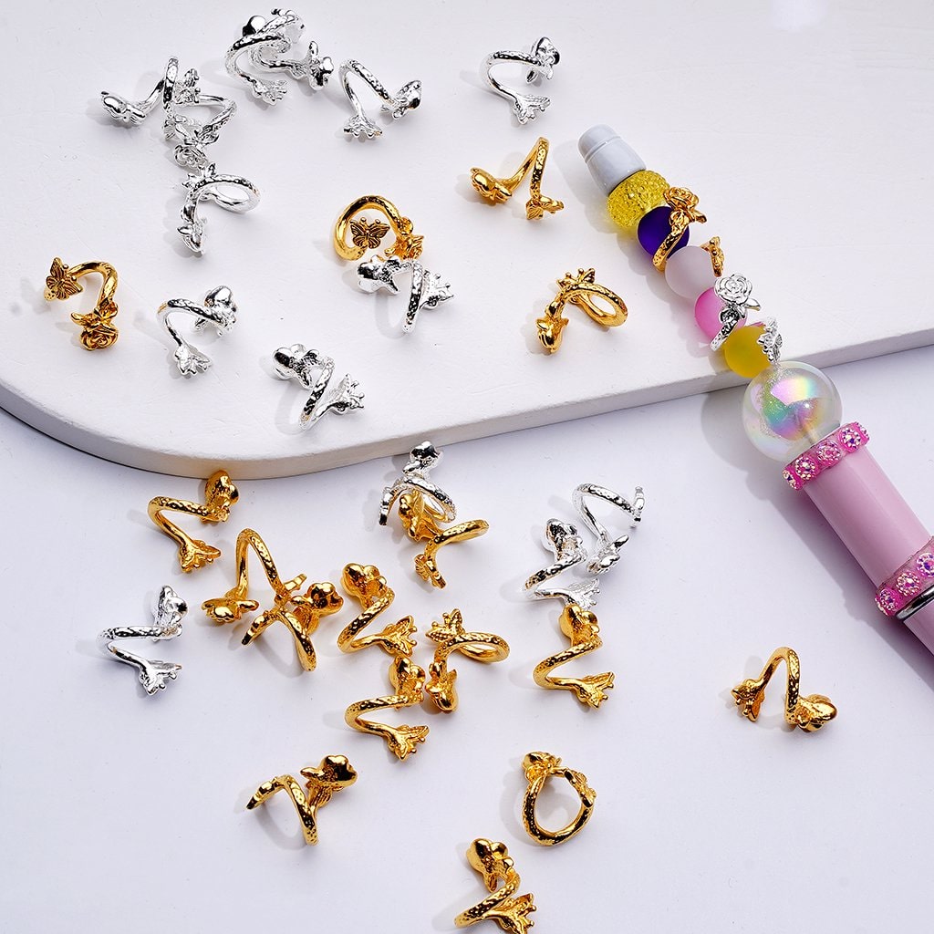 Fancy Gold Silver Alloy Crooked Rose Flower Butterfly Bead Cage Cap (Used for 8MM Beads)