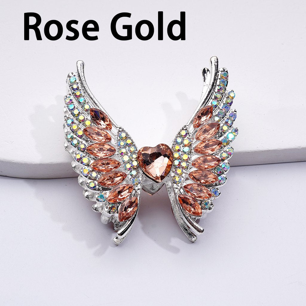 Exquisite Fancy Silver Alloy Angel's Wings Beads with Shiny Rhinestones, 46*50MM