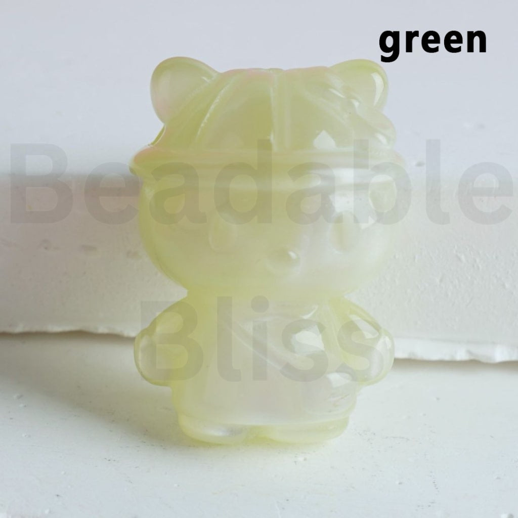 Glossy Colorful Cute cat character with Cap Hat Bag Acrylic Beads, Around 31*22MM