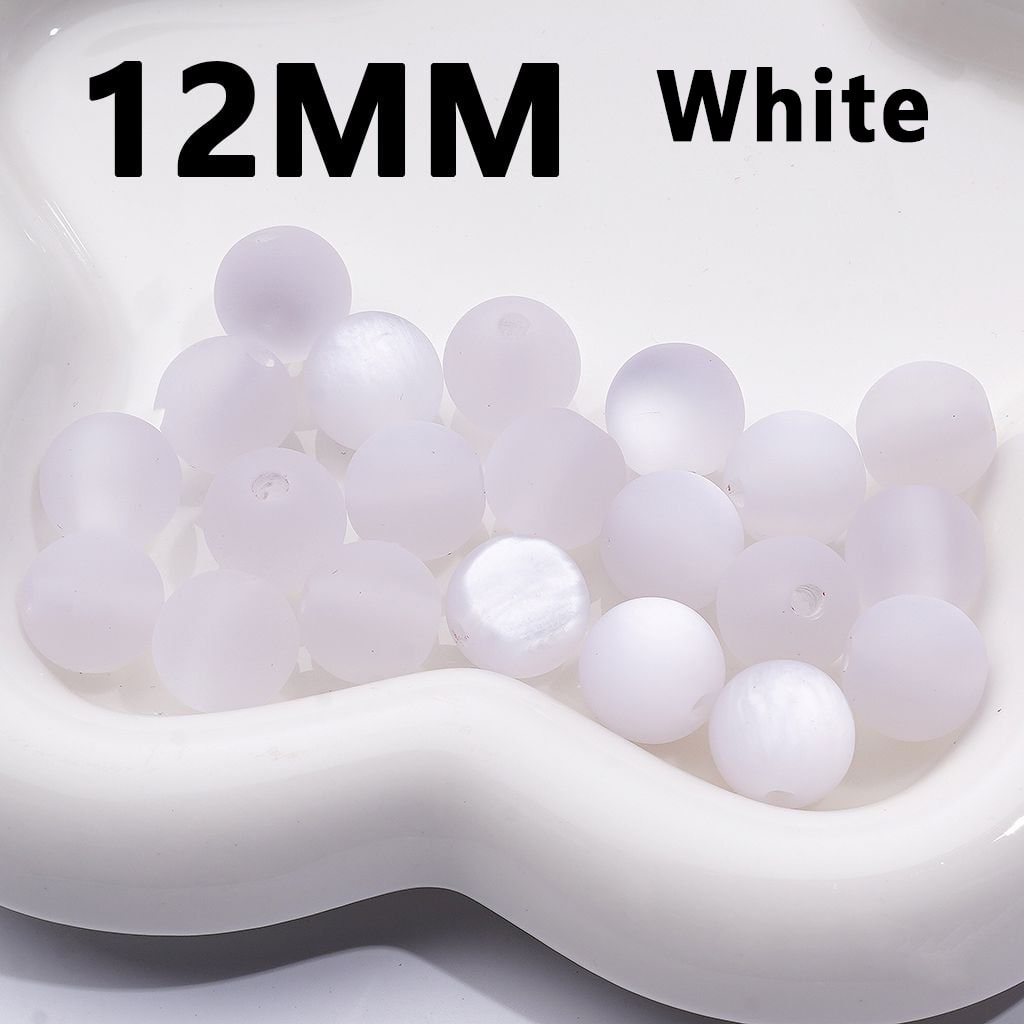 Multi-Color Cat Eye Style Frosted Matte Round Acrylic Beads, 12MM