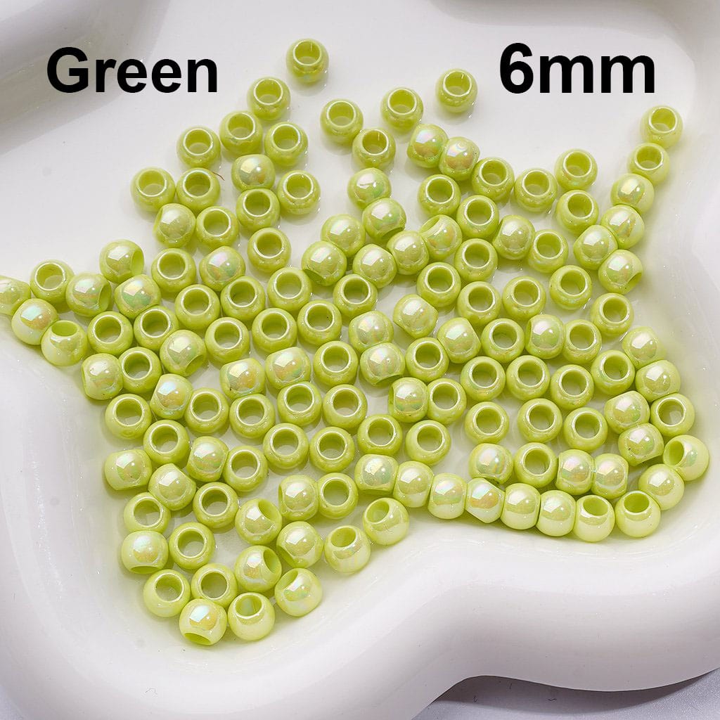 UV Coating Mini Seed Acrylic Beads Spacer with Large Hole, 6MM, Random Mix (Can be Used for Pen)
