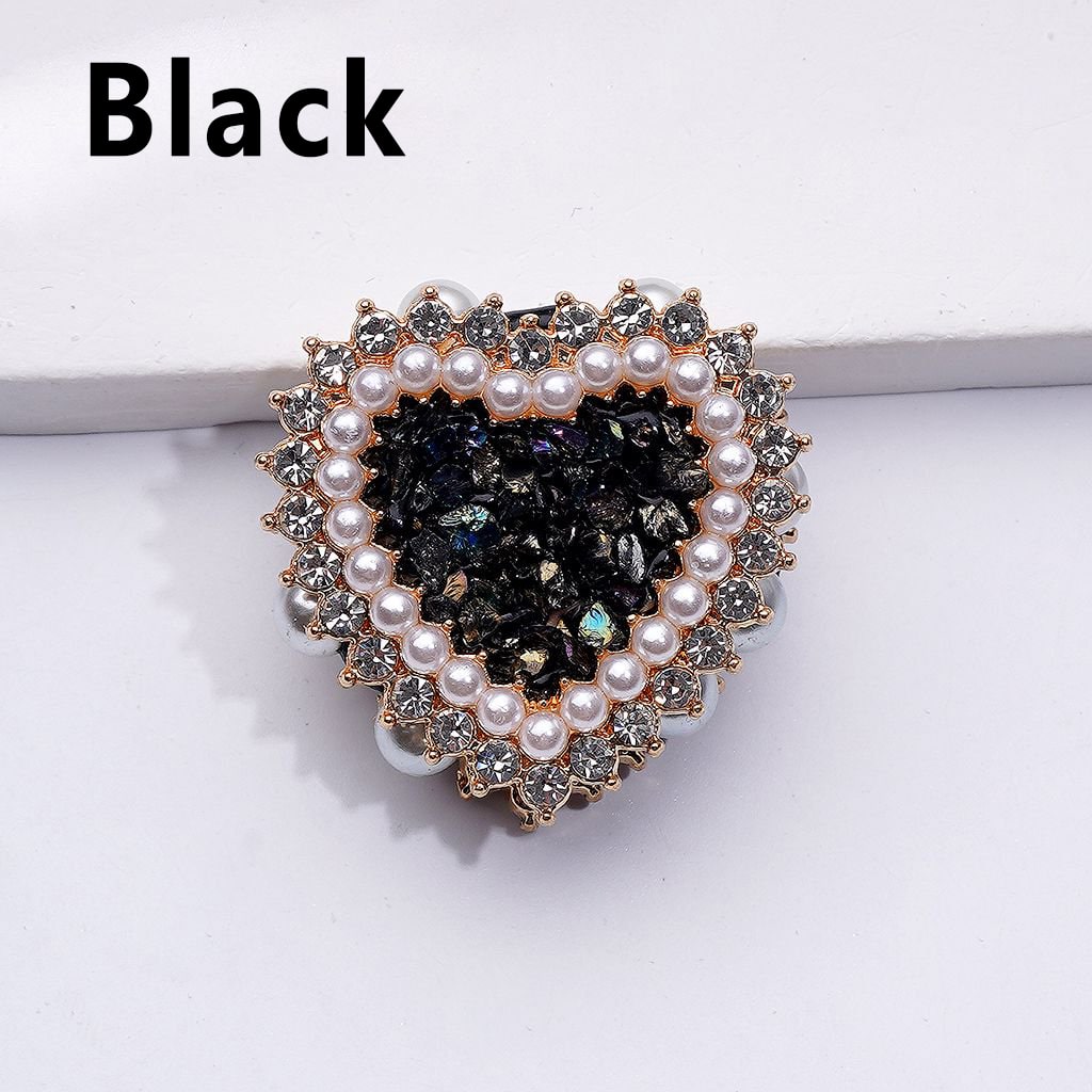 Bling Bling Fancy Gold Alloy Heart with Shiny Rhinestones White Pearls Mini Stones Rocks Clay Beads, Around 28*28*13MM