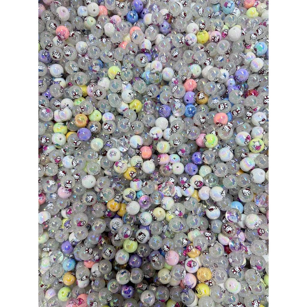Acrylic Beads with Cute Cartoon Cat KuKu Clear Solid White Color Random Mix 16mm
