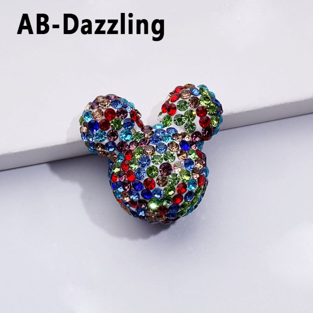 Vivid Cute Micke Minni Mouse Head Clay Beads with Multi-Color & AB Rhinestones, 22*24*17MM