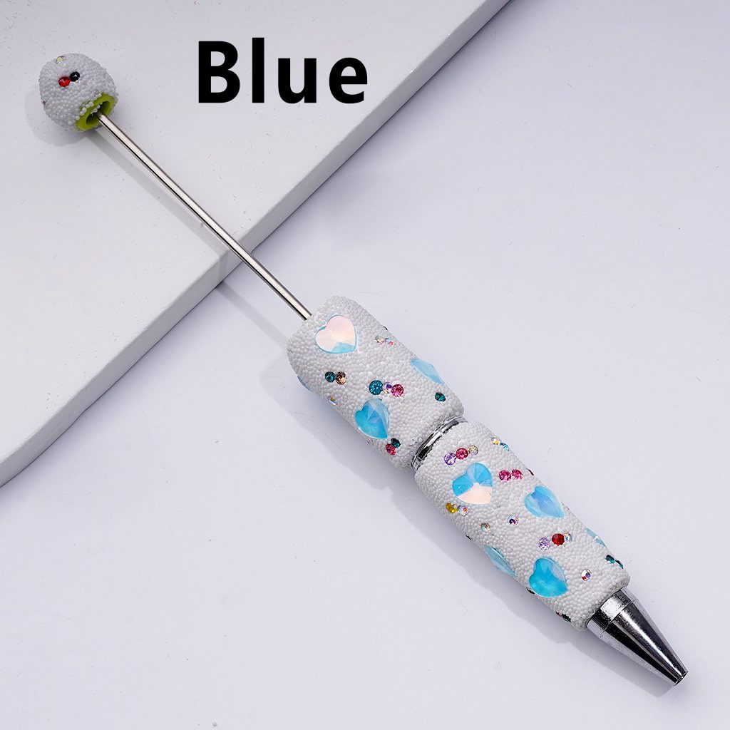 Beadable Jelly Color Hearts Shiny Rhinestones Mini White Snow Balls Clay Pen