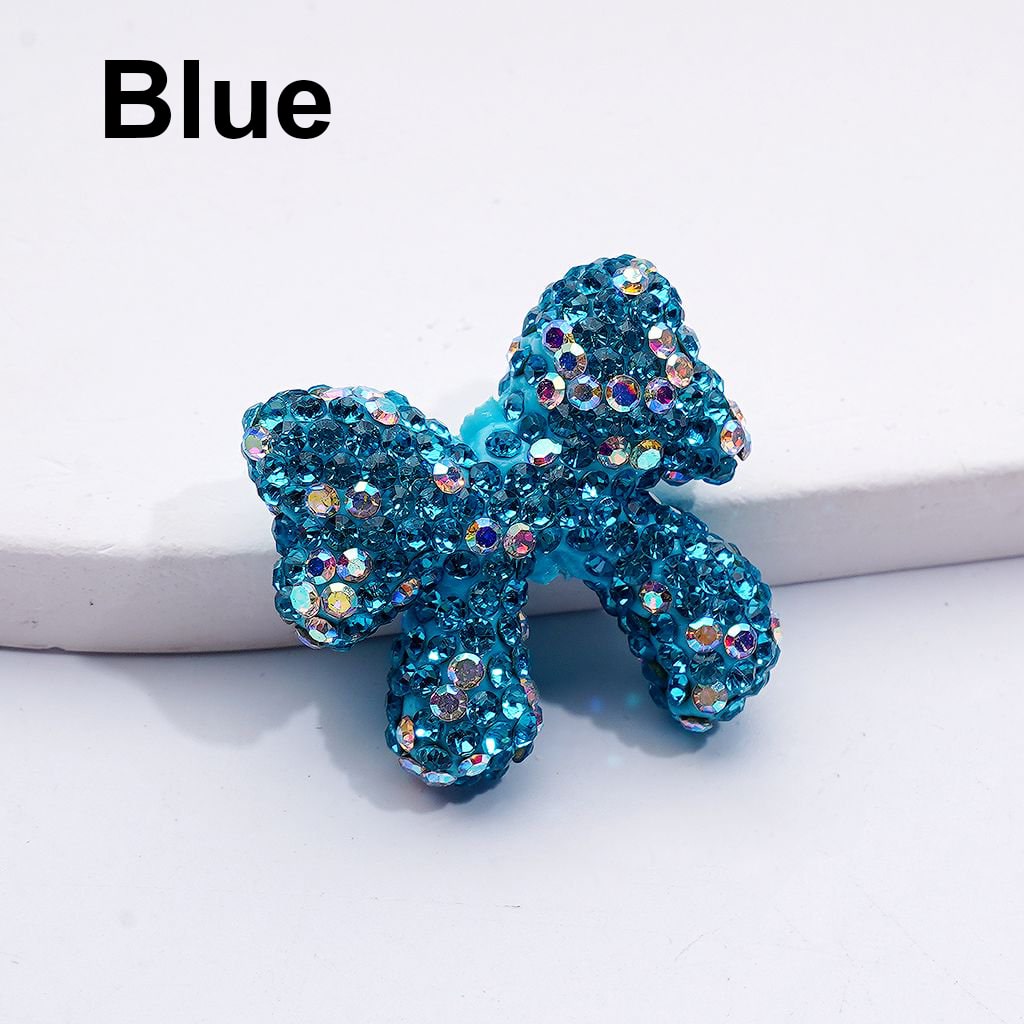 Multi-Color Cute Bowknot with AB Rhinestones Clay Beads, 24*26MM, Random Mix