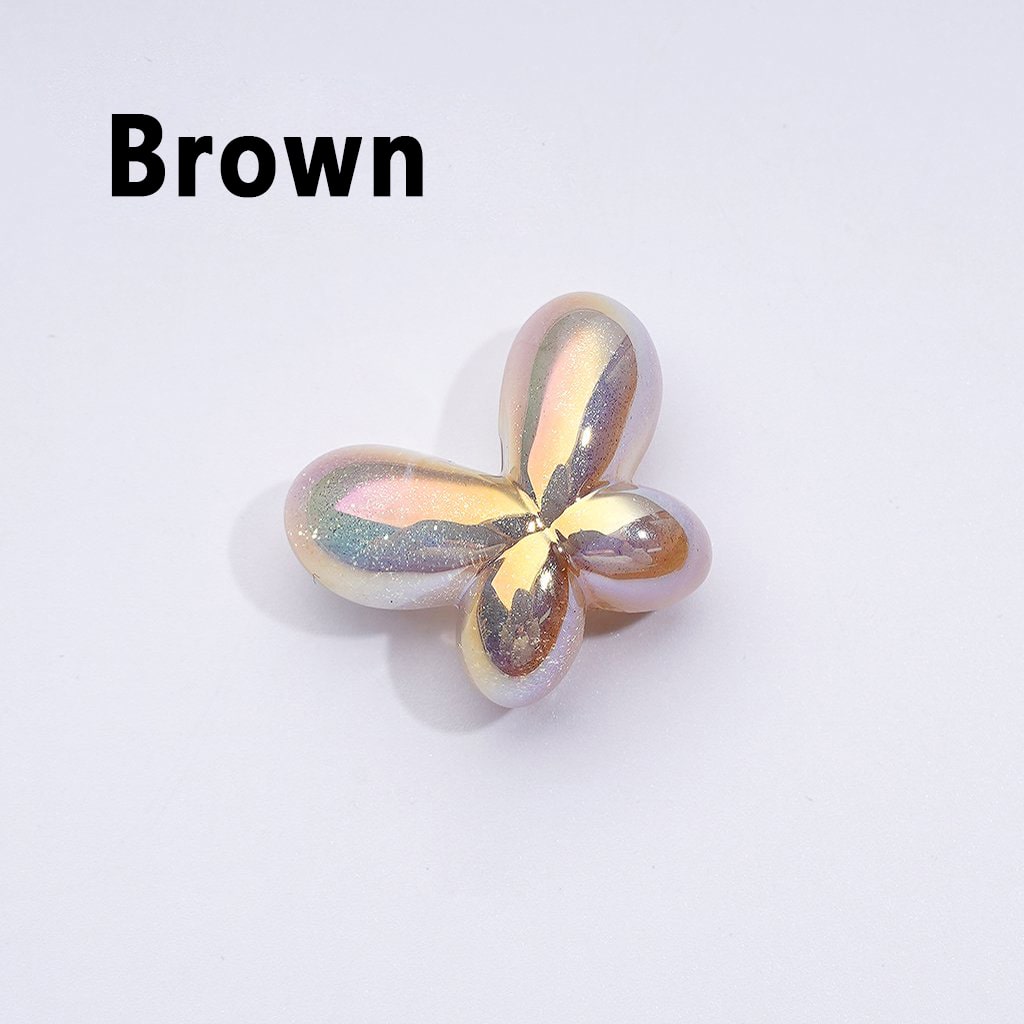 UV Coating Luminous Cute Glitter Butterfly Bowtie Acrylic Beads, Around 25*19MM
