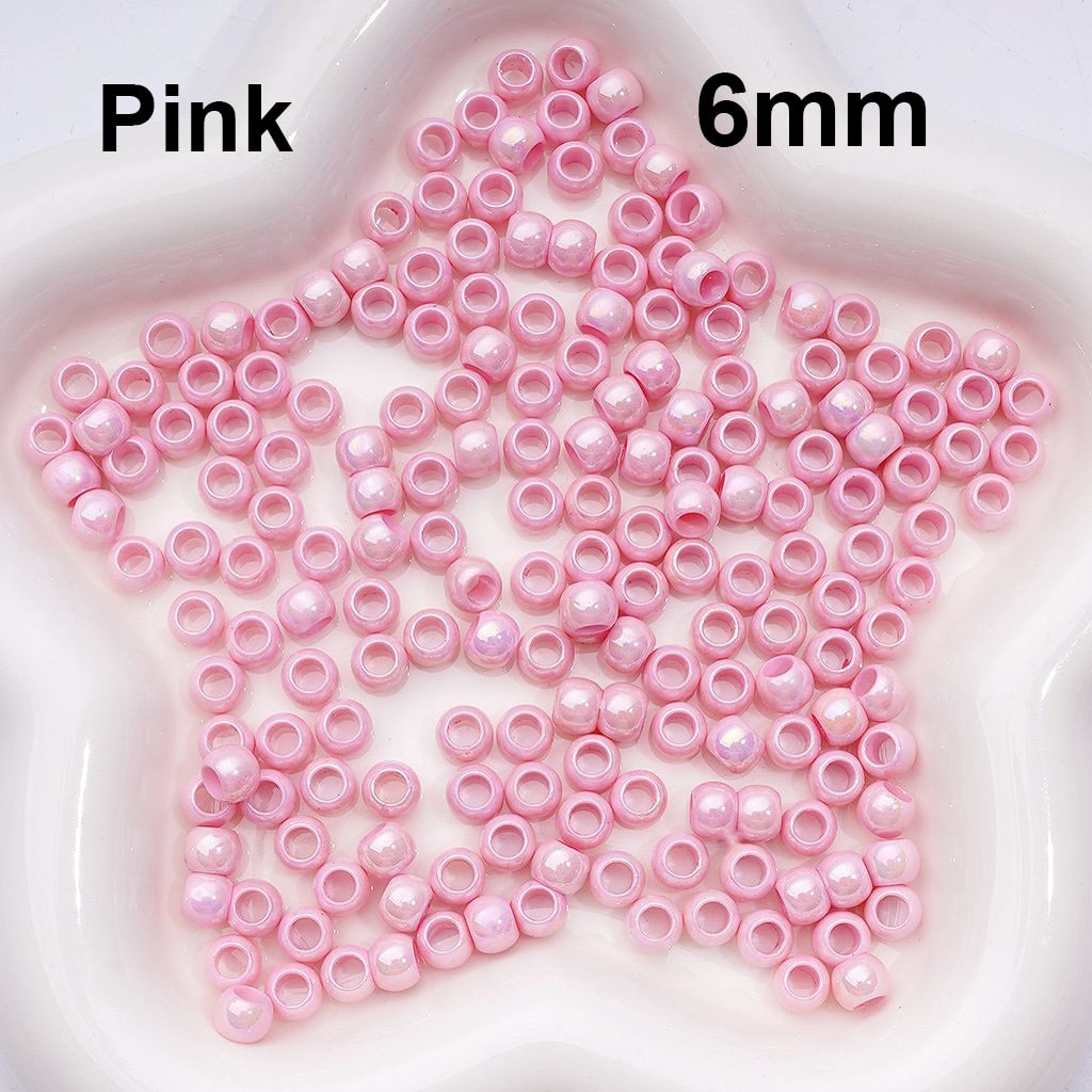 UV Coating Mini Seed Acrylic Beads Spacer with Large Hole, 6MM, Random Mix (Can be Used for Pen)