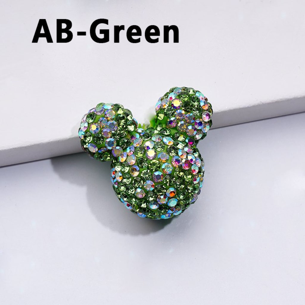 Vivid Cute Micke Minni Mouse Head Clay Beads with Multi-Color & AB Rhinestones, 22*24*17MM