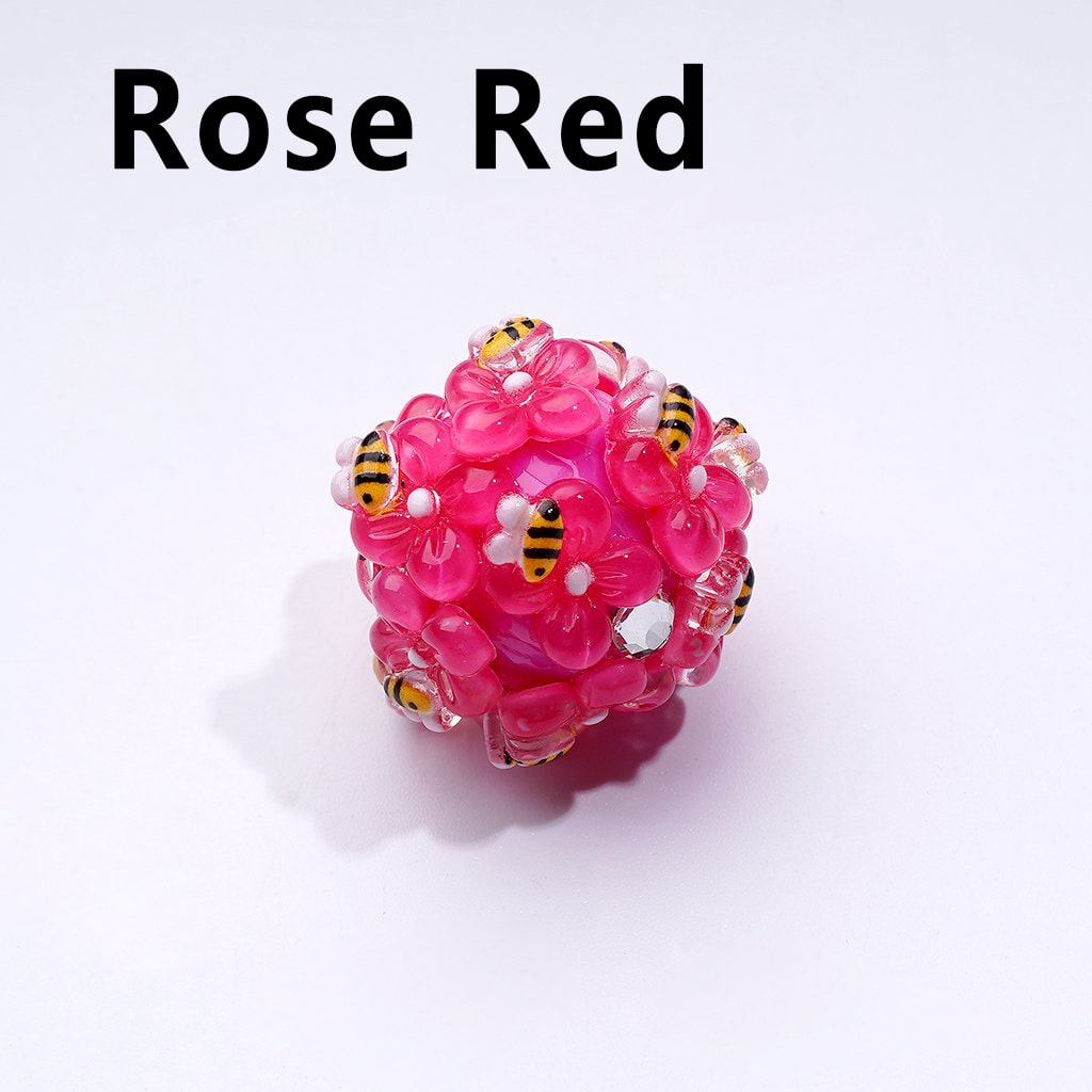 ミニかわいい花の蜂の透明ラインストーンラウンドアクリルビーズ、無地、約20mm
