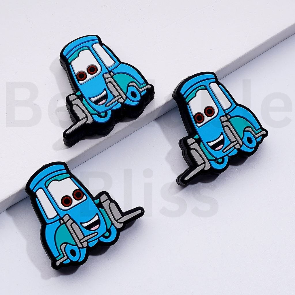 かわいい青いフォークリフト車の漫画ガイドシリコンフォーカルビーズ