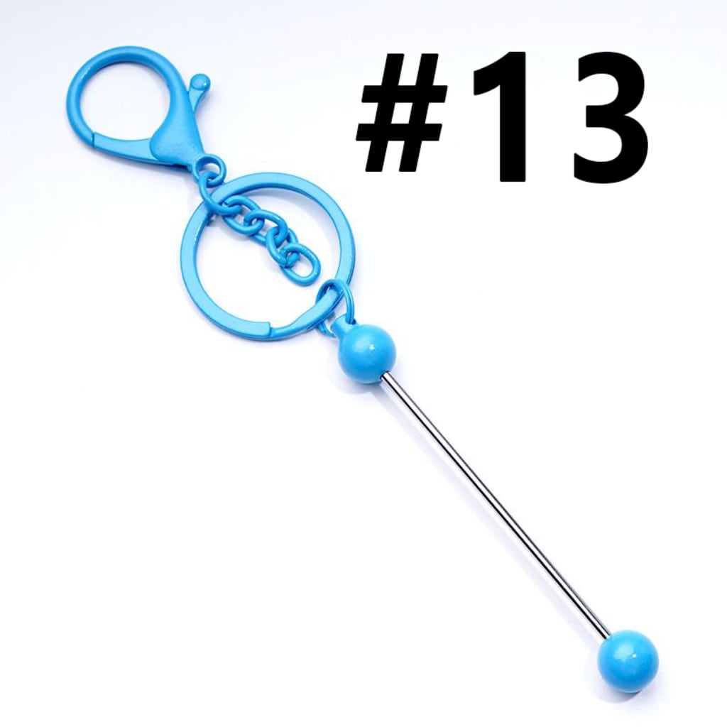 Classic Round Ball Style Beadable Metal Keychain with Bar and Lobster Clasp, Around 152MM Long (The Bottom Ball is Classic Round Ball Style)