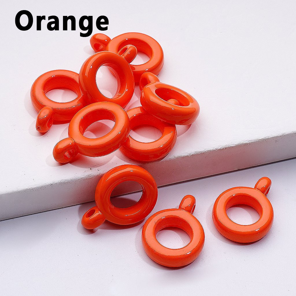 Solid Color Plastic Rings Loops with Mini Rings for Jewelry Accessories, 10MM