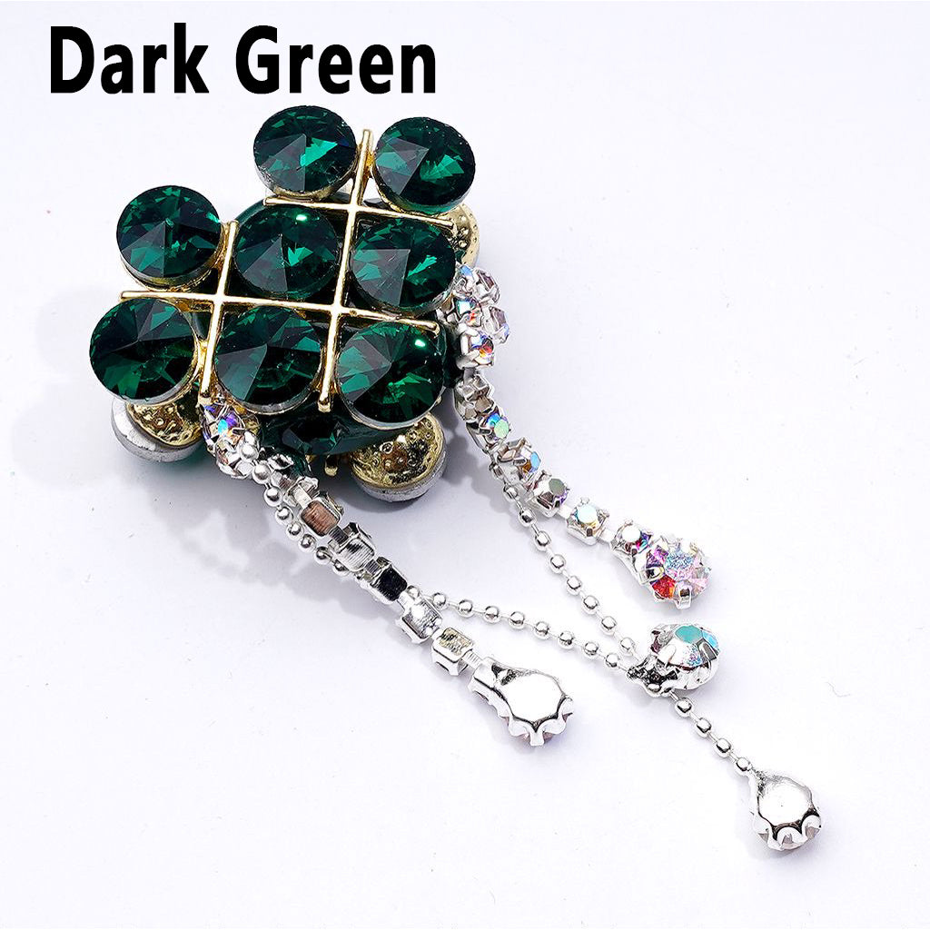 Exquisite Fancy Gold Alloy Heart with Shiny Rhinestones Chains Pendants Glitter Flowers Clay Beads, Around 34*28*18MM