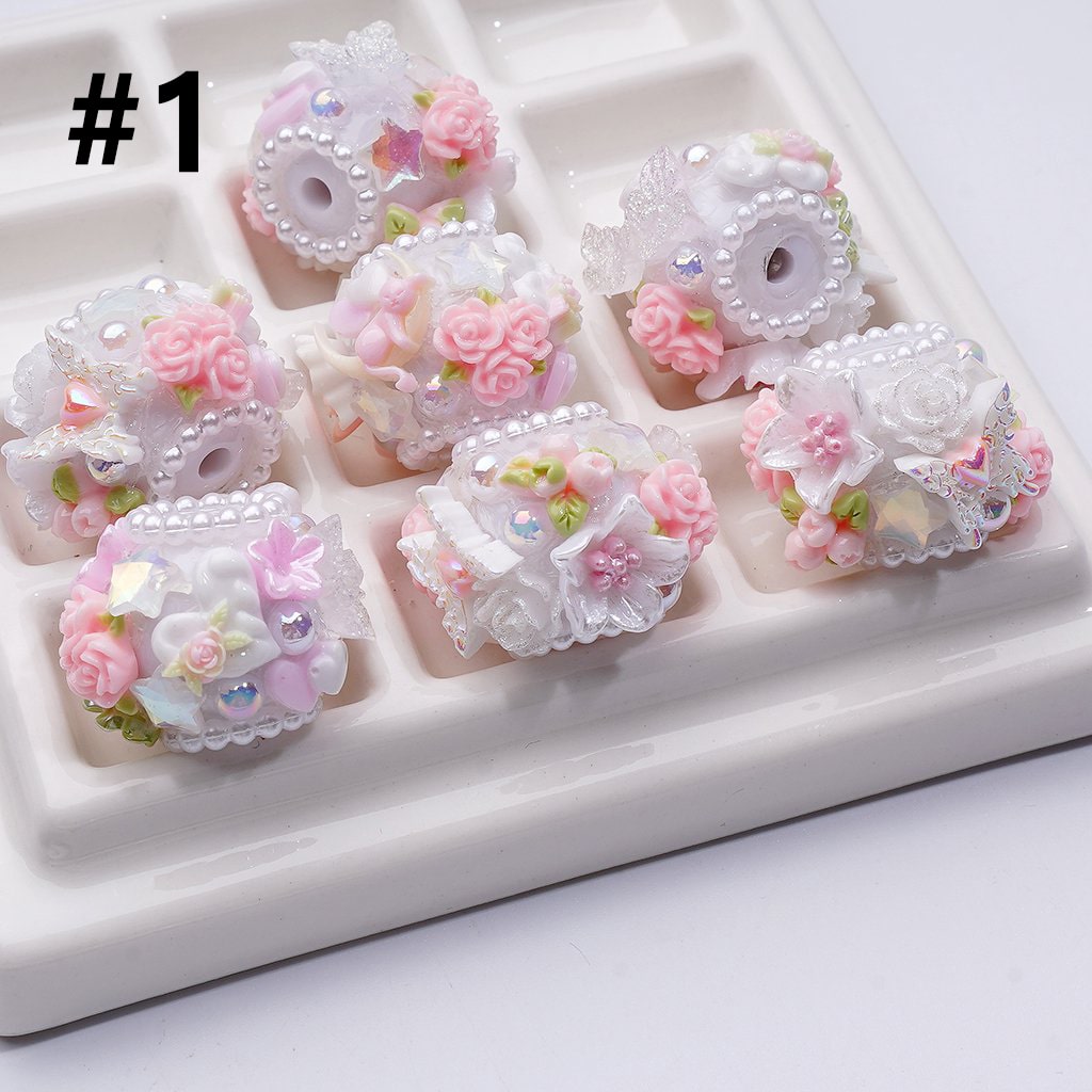 Exquisite Mini Cute Flowers Glitter Butterflies White Pearls Shiny Stars Acrylic Beads, Around 20*16MM