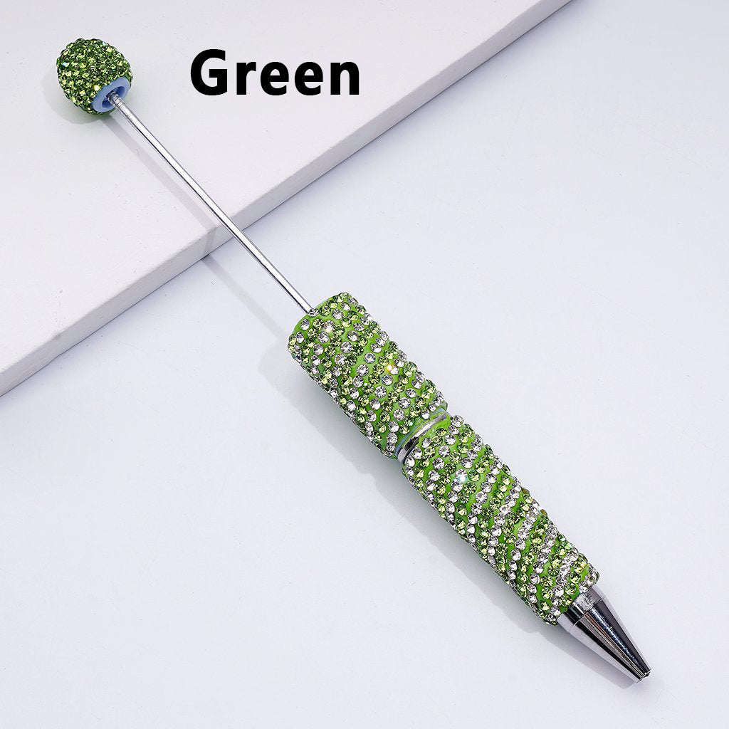 Beadable Clay Pens with Striola Oblique-Stripe Double Color Rhinestones Covered the Entire Pen