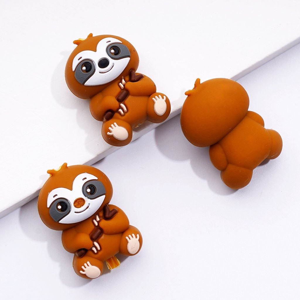 3Dのかわいいナマケモノのシリコン製フォーカルビーズ