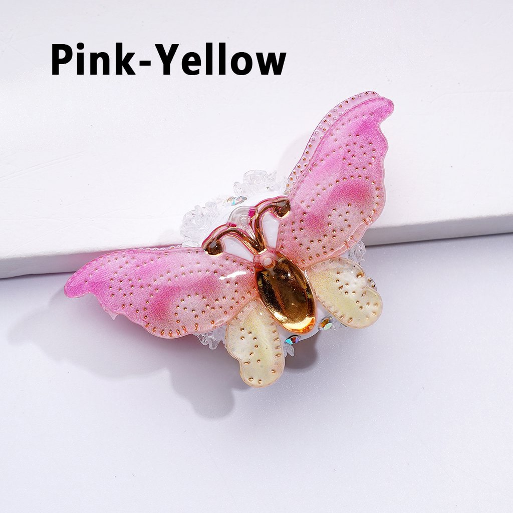 Exquisite Colorful Vivid Butterfly AB Rhinestones Mini Cute Clear Flowers Clay Beads, Around 50*27MM