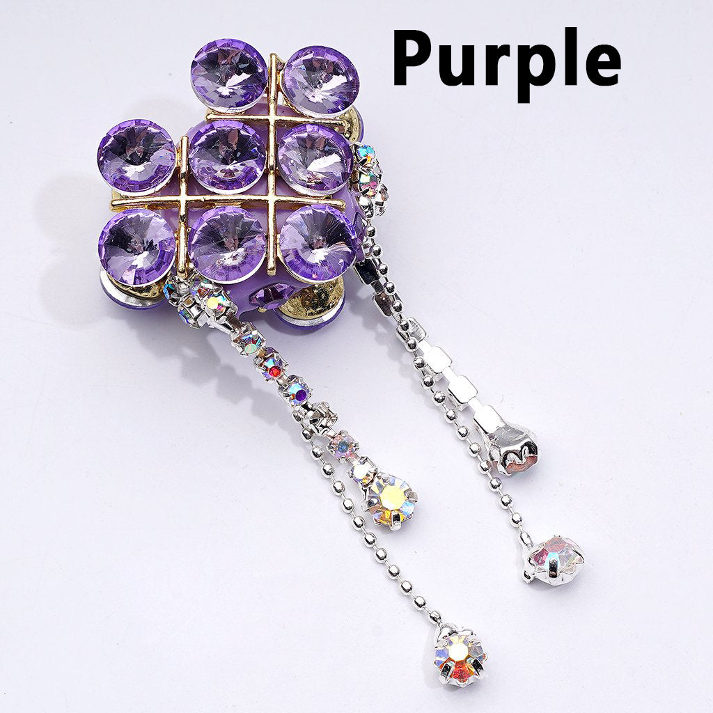 Exquisite Fancy Gold Alloy Heart with Shiny Rhinestones Chains Pendants Glitter Flowers Clay Beads, Around 34*28*18MM