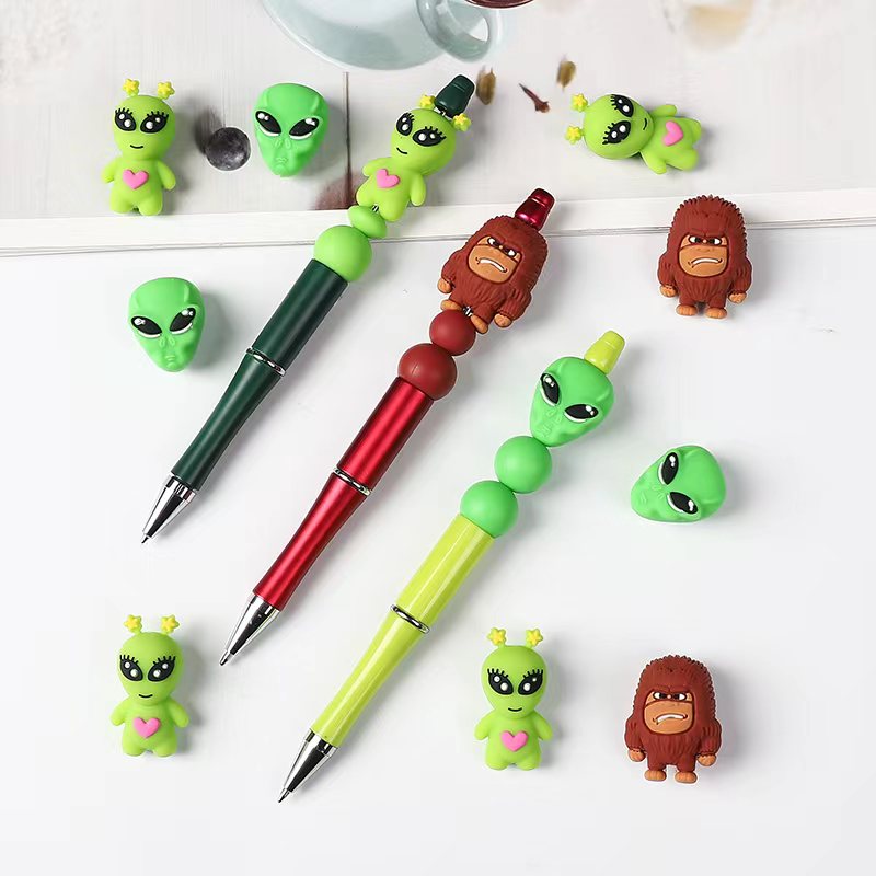 Silicone Focal Beads 3D Green Alien Bigfoot Monster