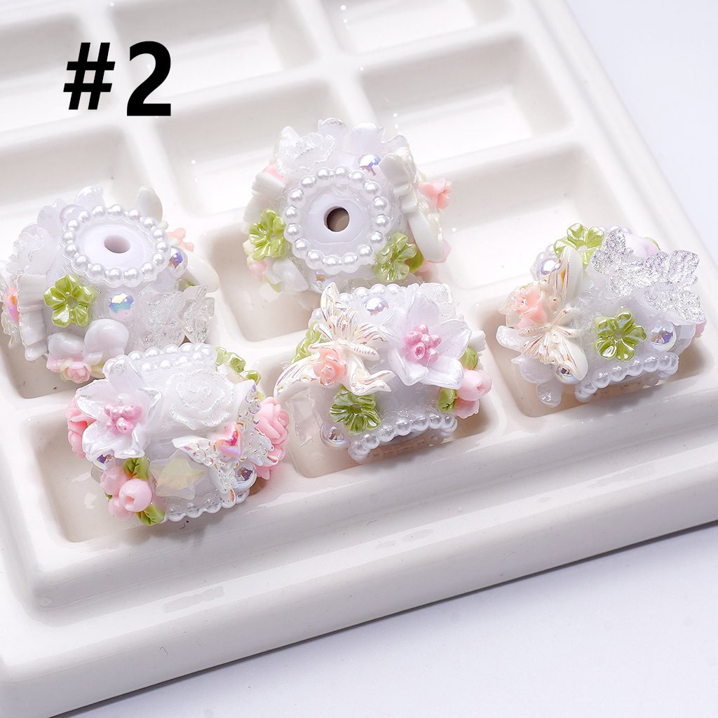 Exquisite Mini Cute Flowers Glitter Butterflies White Pearls Shiny Stars Acrylic Beads, Around 20*16MM