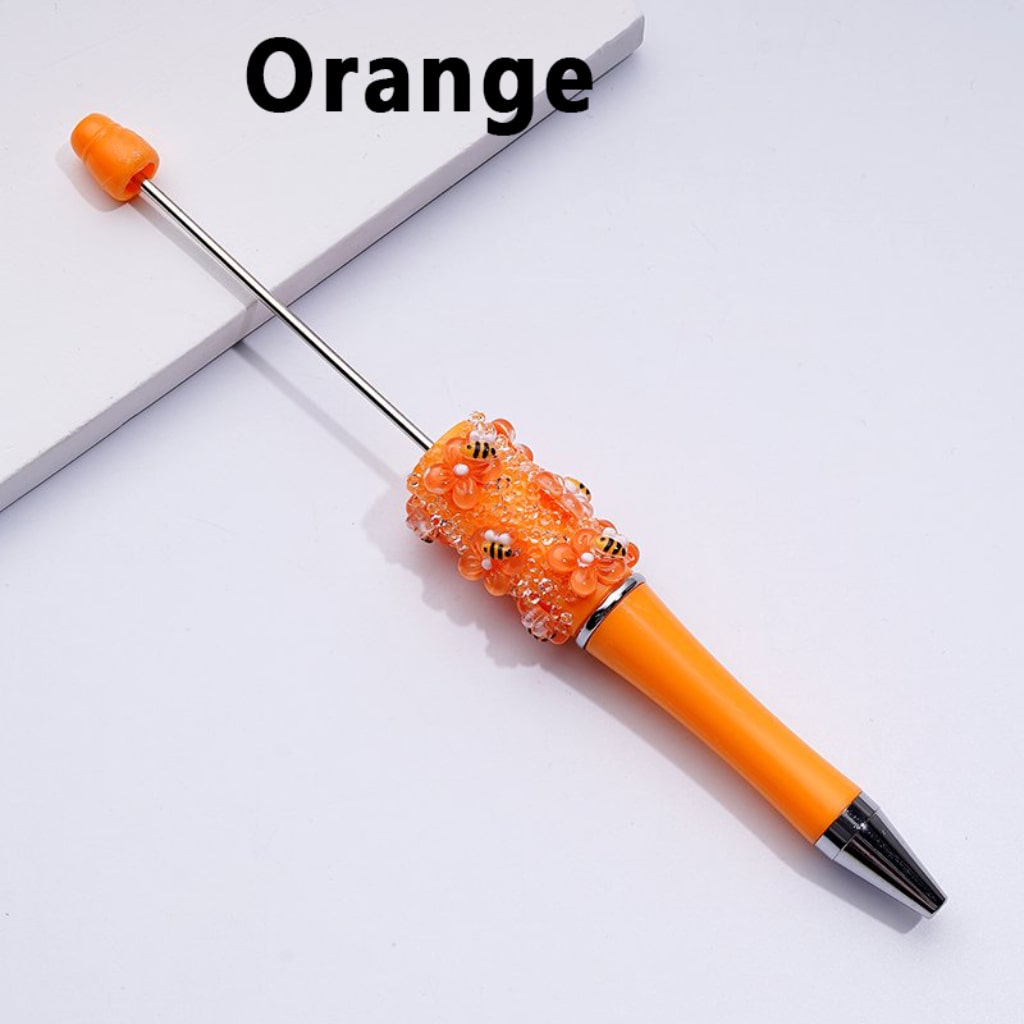 Beadable Pens with Mini Cute Bees Flowers Clear Sugars in Solid Color