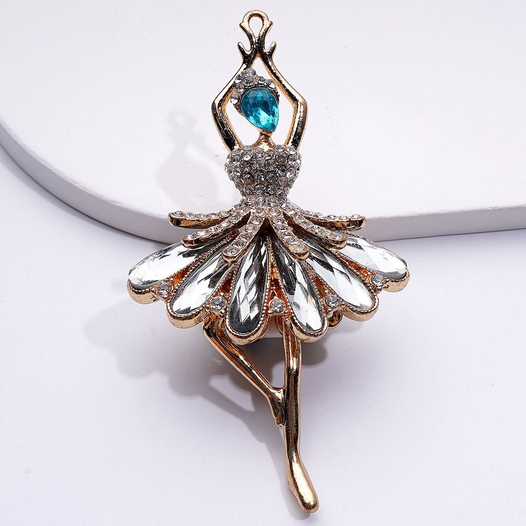 Exquisite Fancy Gold Silver Alloy Dancer Ballerina with Shiny Rhinestones Cute Hearts Butterflies Flowers Clay Beads, Around 86*48MM