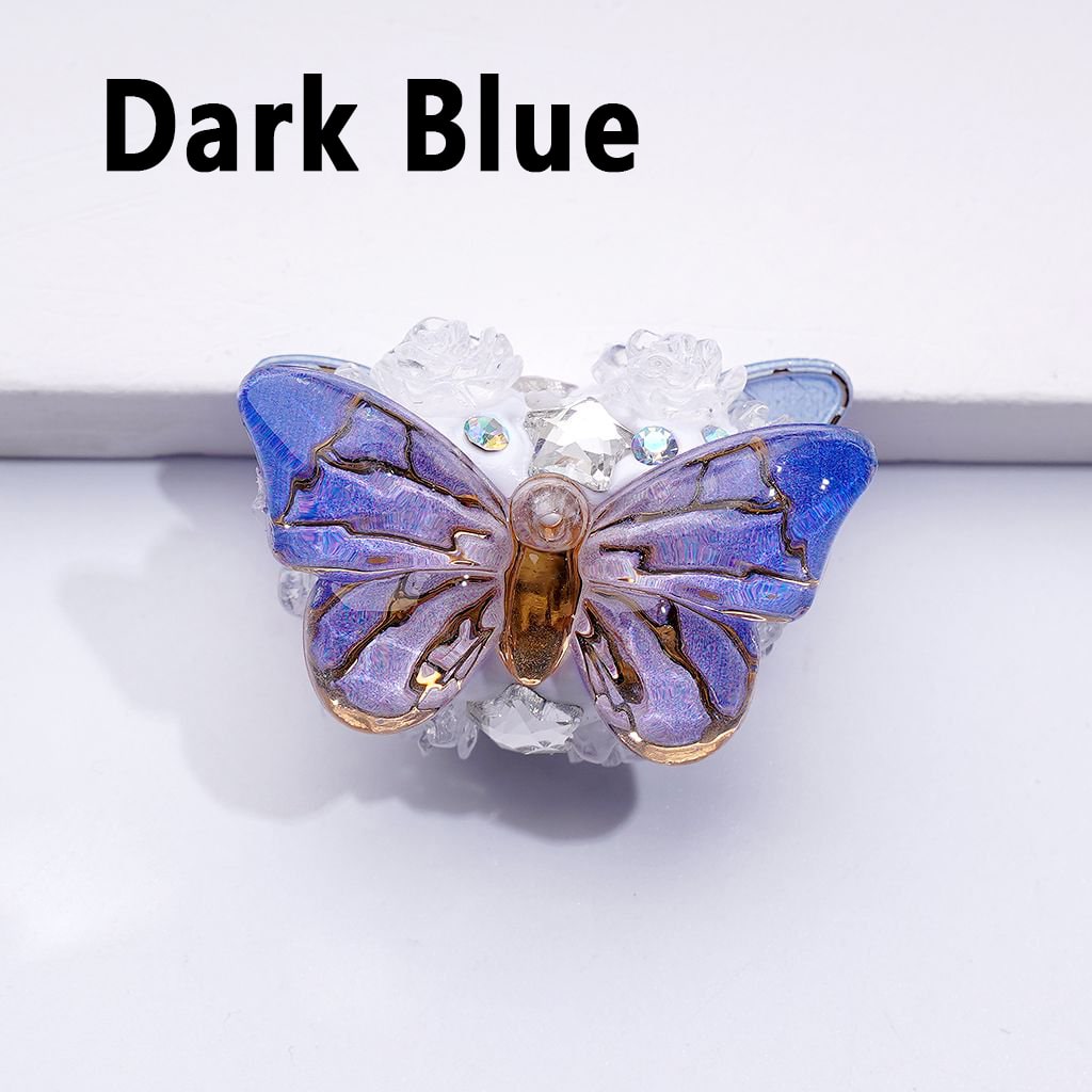 繊細でキュートな蝶とゴールドのストライプABラインストーン、クリアスターフラワークレイビーズ、約32×18MM