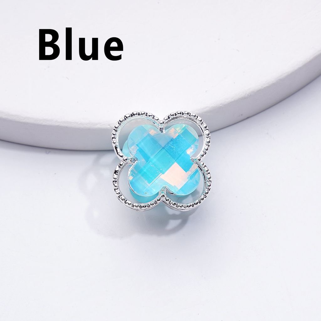 Delicate Fancy Silver Alloy Quatrefoil Flower Beads with Shiny Multi-Color Rhinestones, Around 16MM