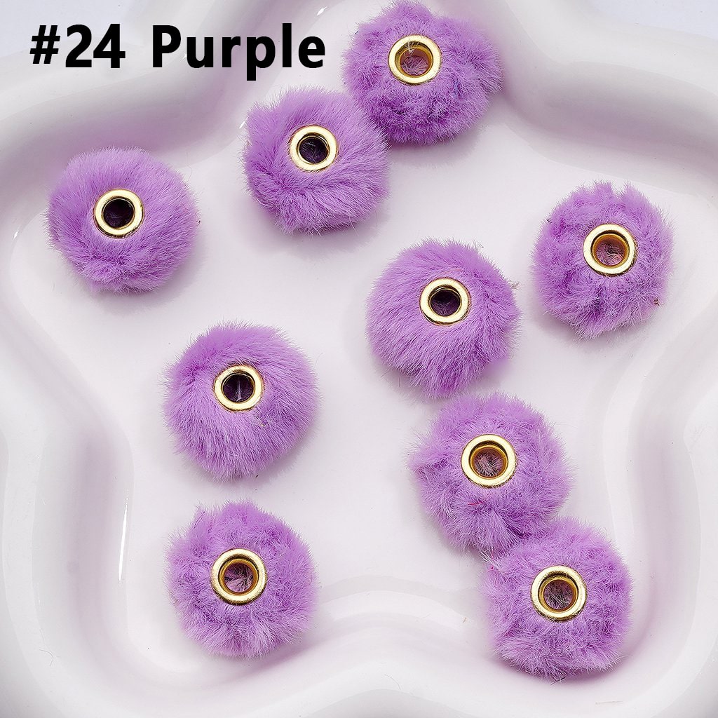 Pom Pom Fluffy Hard Beads and in Solid Colors