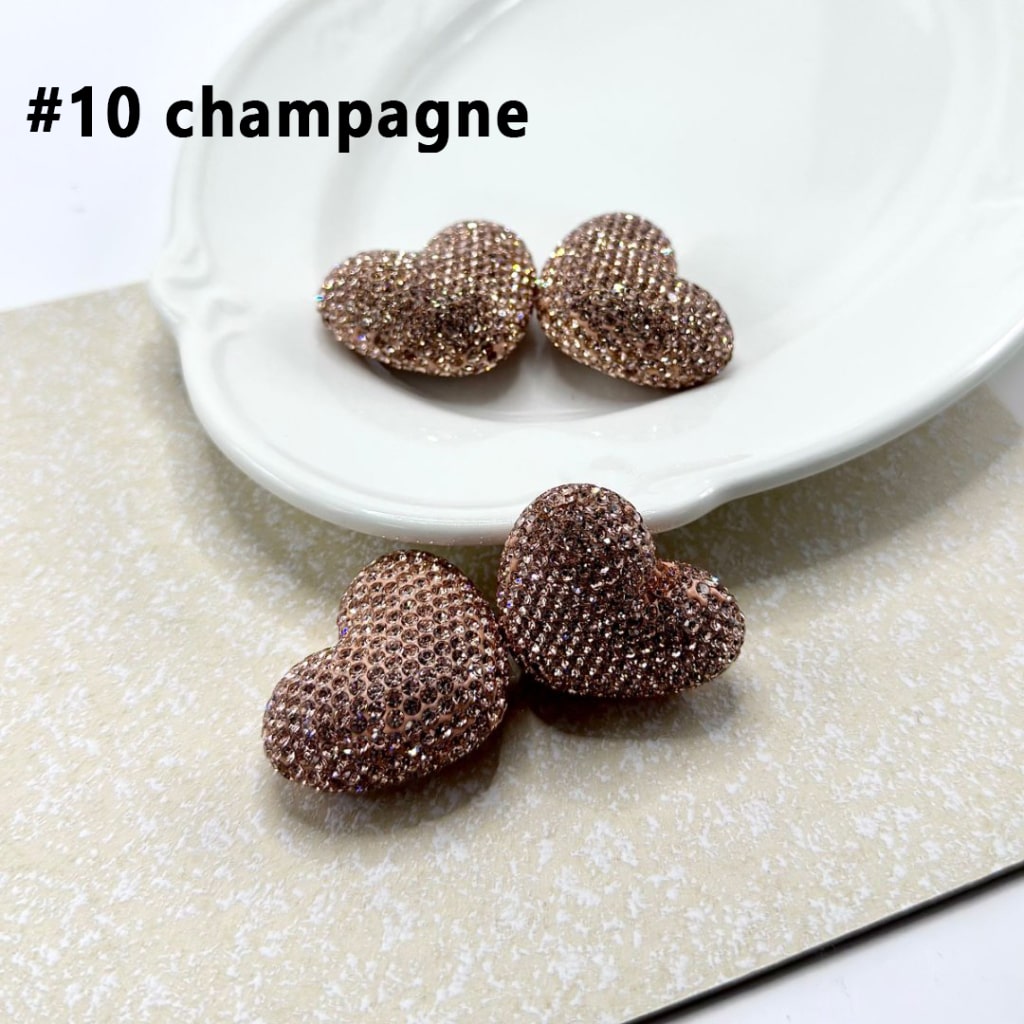 大きなキラキラ輝くカラフルなラインストーンハート型粘土ビーズ、30×38MM