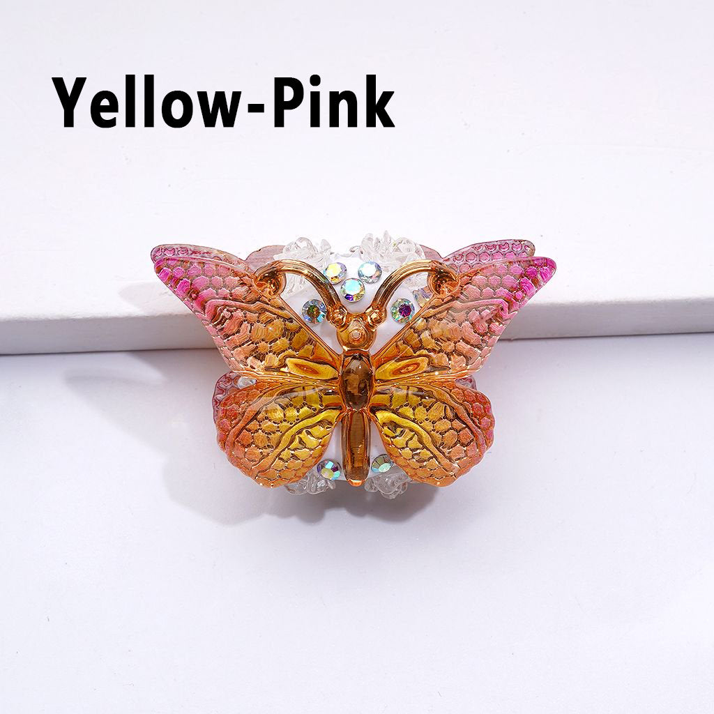 繊細でカラフルな鮮やかなゴールドストライプのバタフライABラインストーンミニかわいいクリアフラワークレイビーズ、約38×23MM