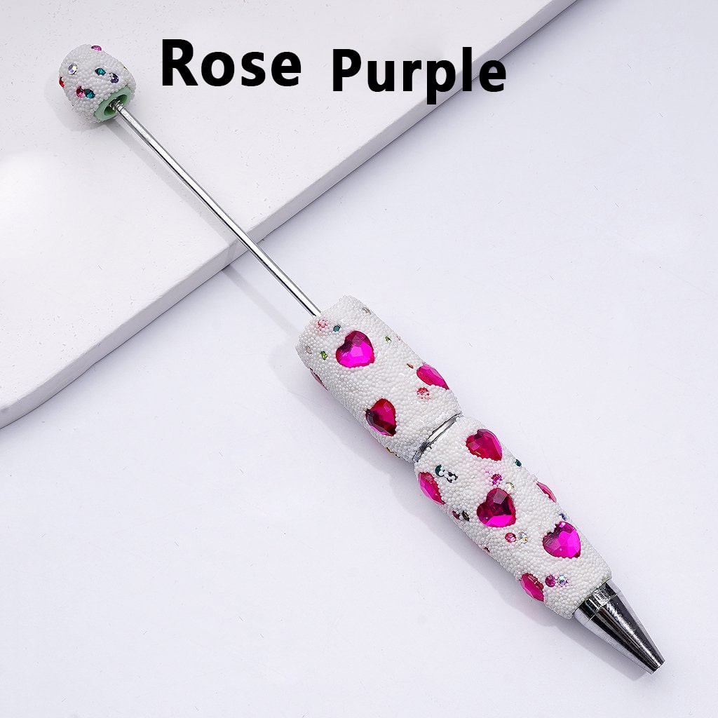 Beadable Solid Color Hearts Shiny Rhinestones Mini White Snow Balls Clay Pen
