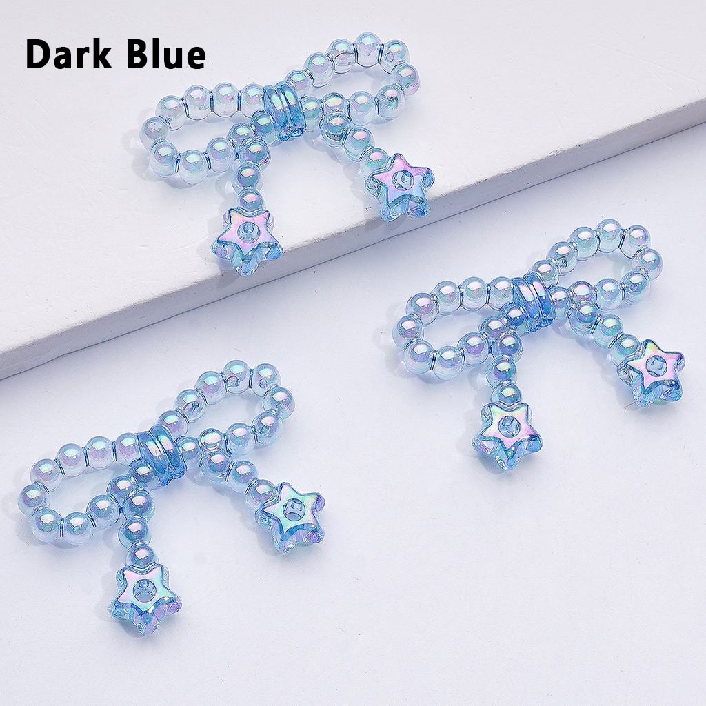 UV Coating Translucent Pearls Bowknots with Star Ring Acrylic Beads, Around 23*33MM